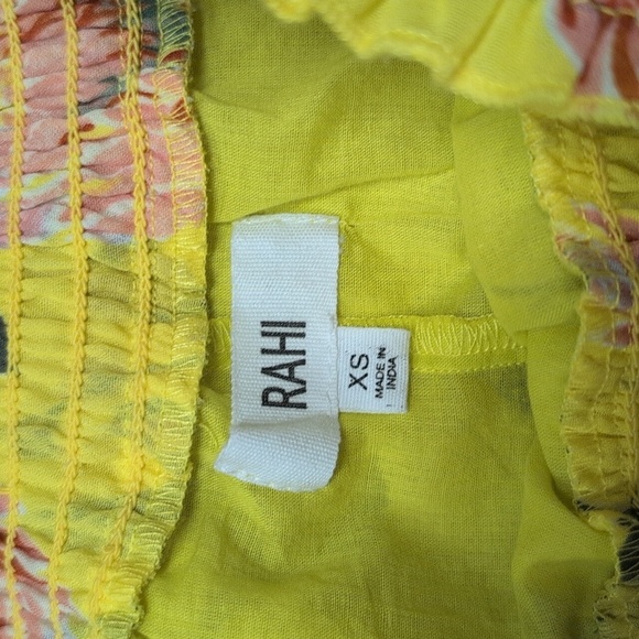 RAHI - Yellow Tiered Floral Skirt With Smocking - Picture 2 of 3